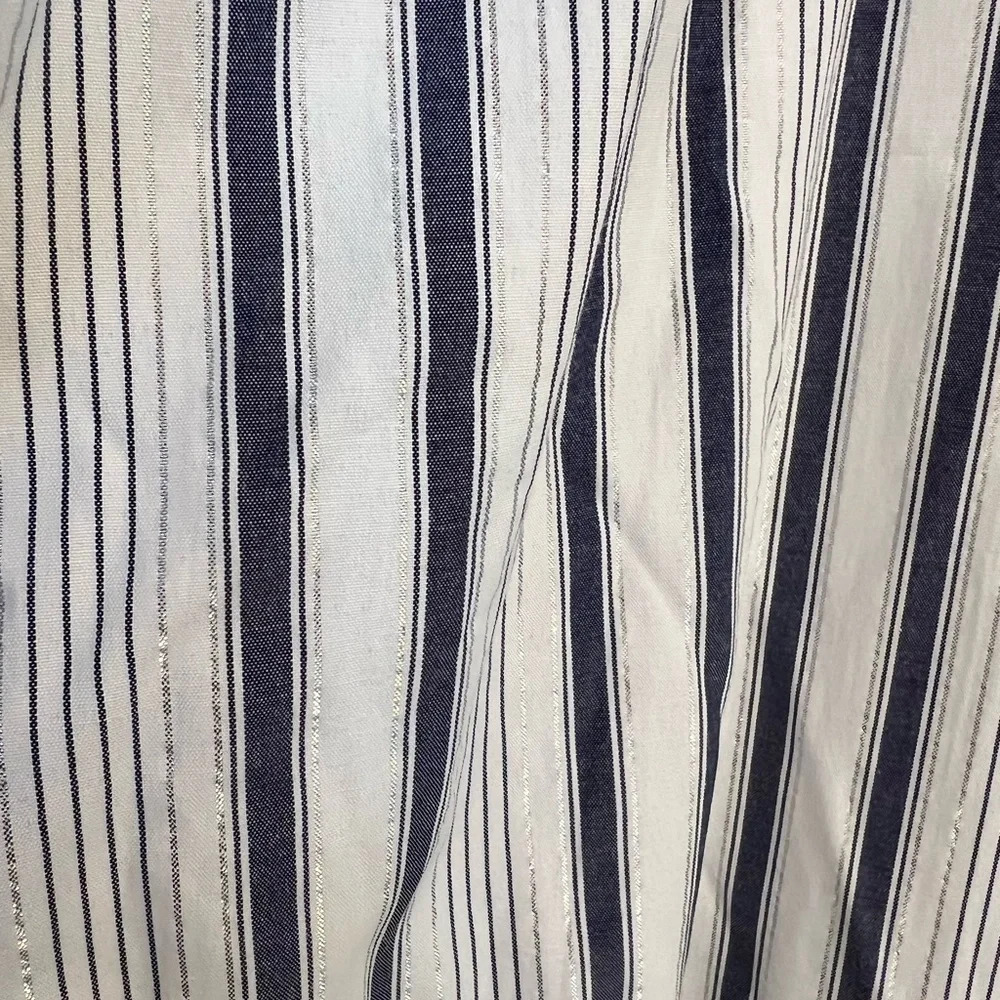 Sam Edelman Blue White Silver Metallic Stripe Sleeveless Maxi Dress Size Large - Picture 5 of 14